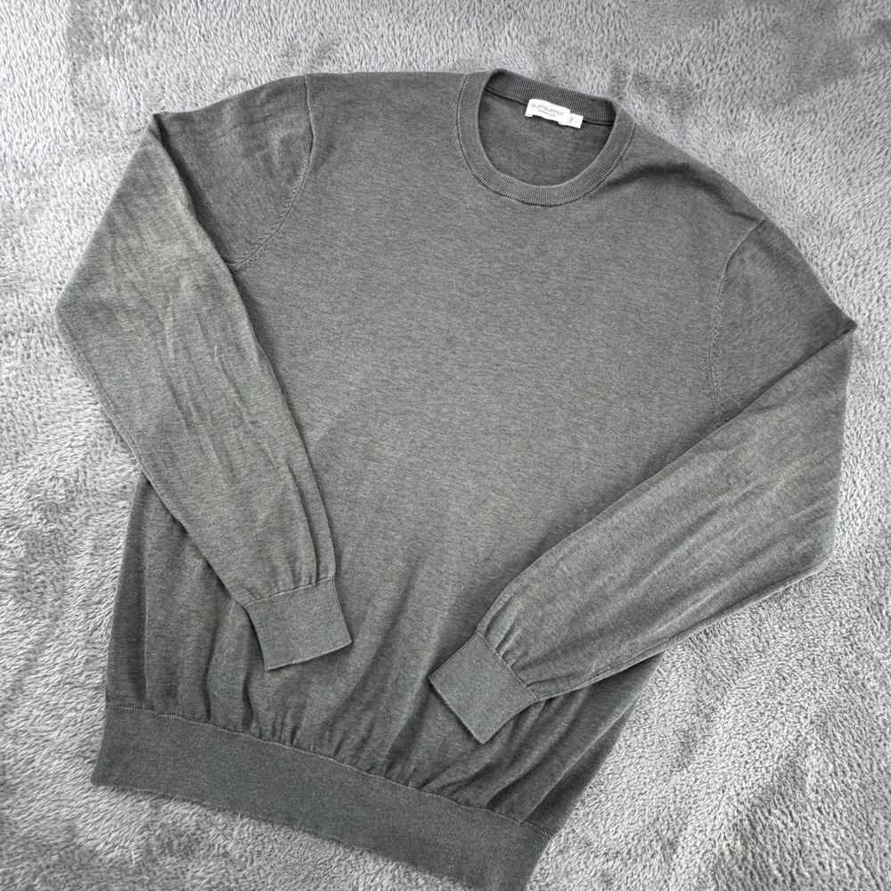 Suitsupply Sweater Mens L Olive Green Excellent Cotton Silk Crewneck Knit 3575